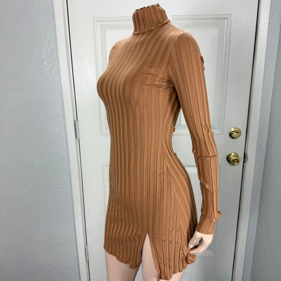 Reformation Brown Ribbed Mini Dress - Picture 3 of 7